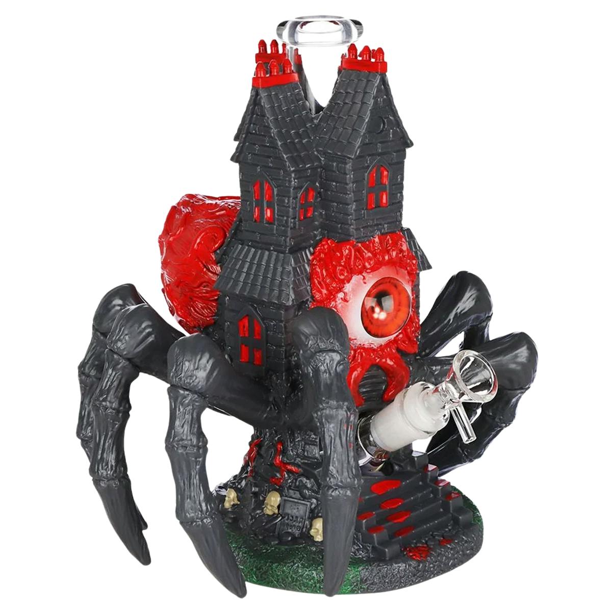 All Seeing Arachnid Castle Glass & Vinyl Water Bong- 10.25"