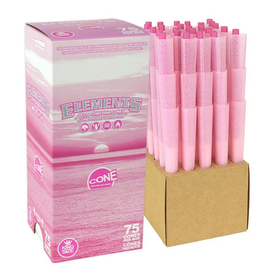 Elements : Pink King Size Pre-Rolled Cones – 75 Pack