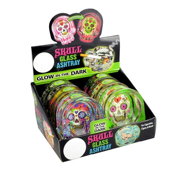 Sugar Skull Glass Ashtray - 2.75“x3.75”