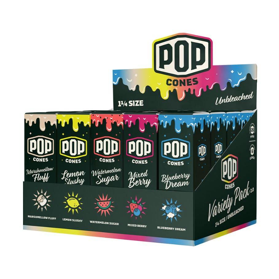 Pop Cones - Pop Cones | Flavor Activated Cones 1 1/4 Size 6pk - Unbleached - Mixed Berry