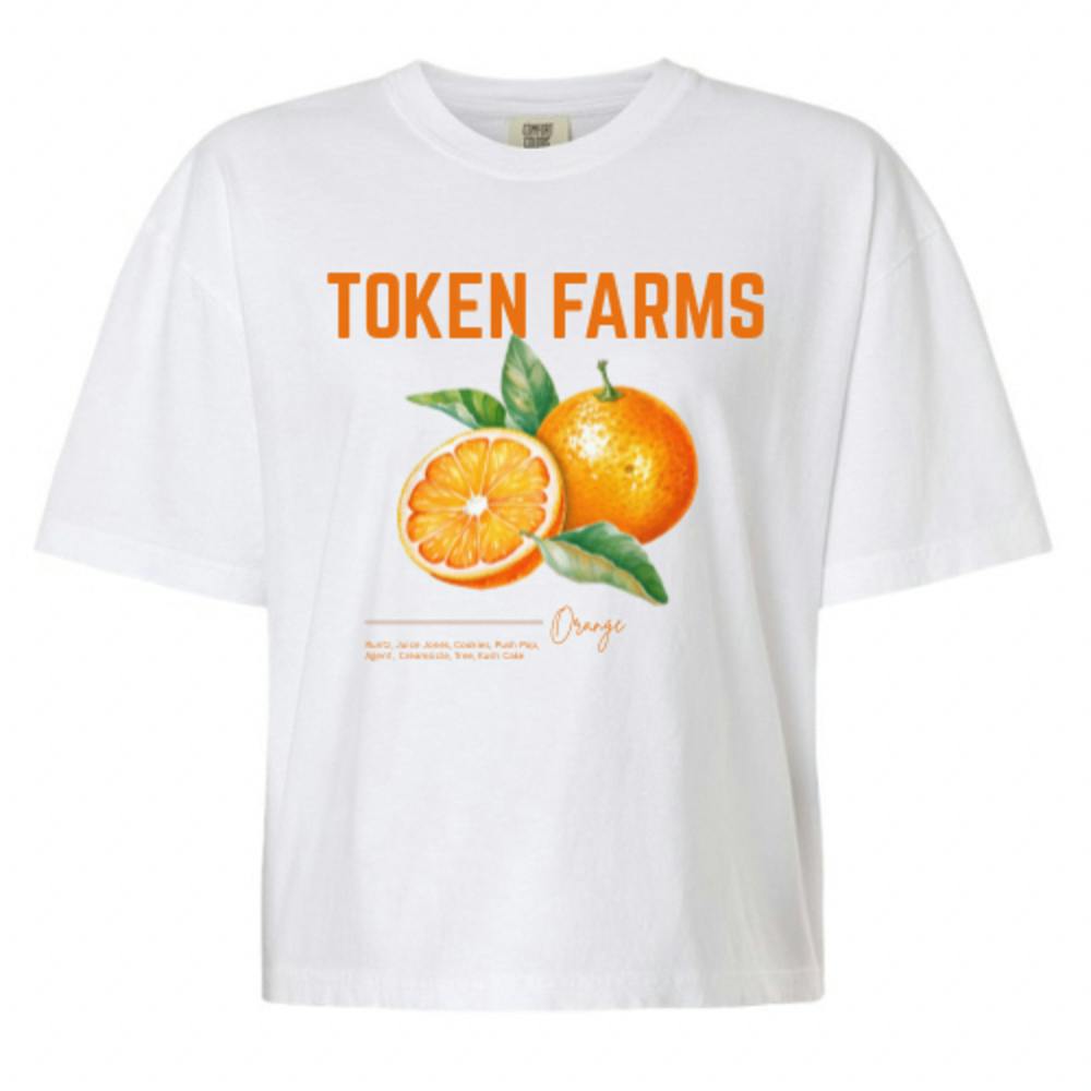Token Farms | White Orange Crop Shirt | S | Token Farms