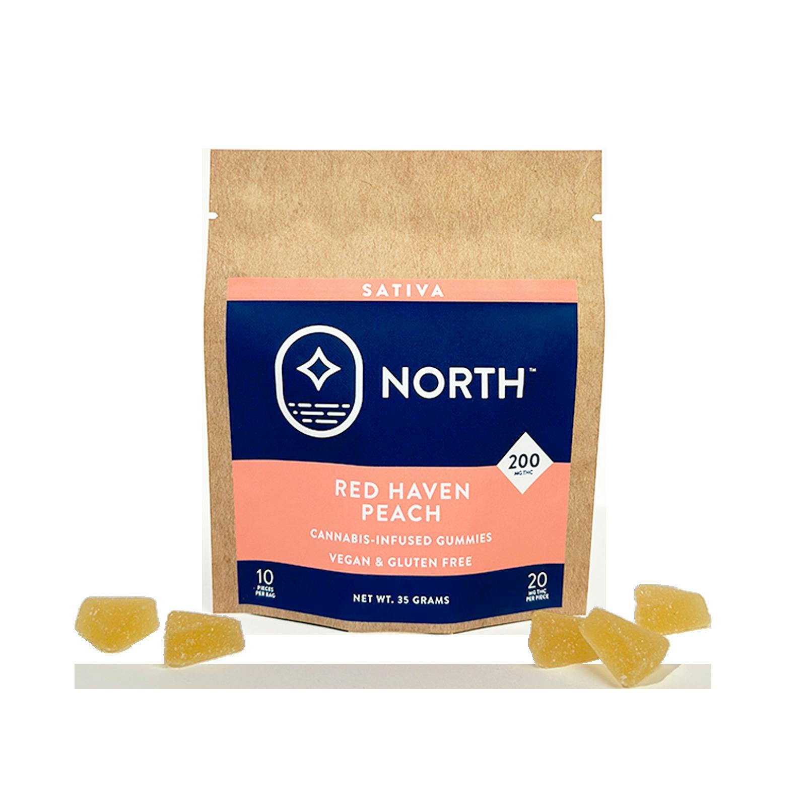 Red Haven Peach Sativa Gummies - Vegan (20mg Each | 200mg Total)
