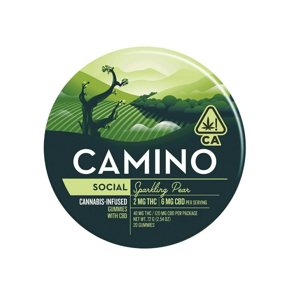 Social | Sparkling Pear THC:CBD 1:3 Gummies | 40mg | 20ct | 2mg/ea