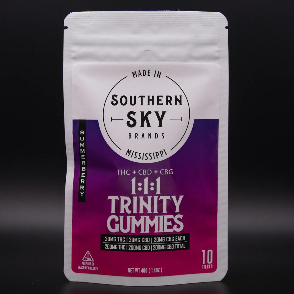 1:1:1 THC:CBD:CBG Summerberry Trinity Gummies | 200mg | 10ct | 20mg/ea by Southern Sky Brands