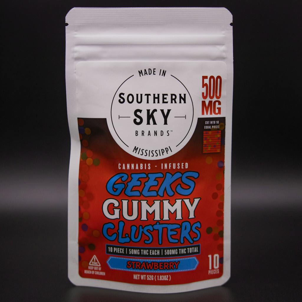 Southern Sky Brands | 500mg | Strawberry | Cannabis Infused Geeks Gummy Clusters