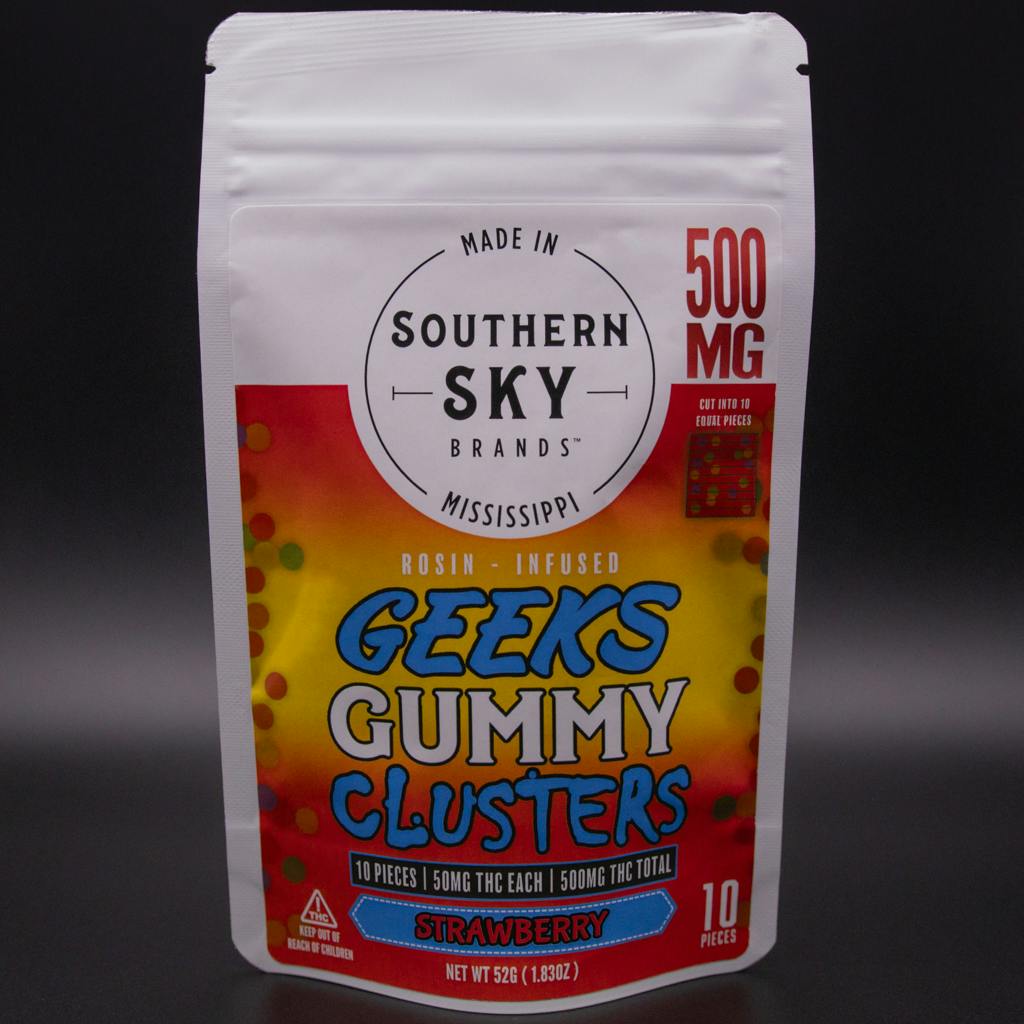 Southern Sky Brands | 500mg | Strawberry | Rosin-Infused Geeks Gummy Clusters