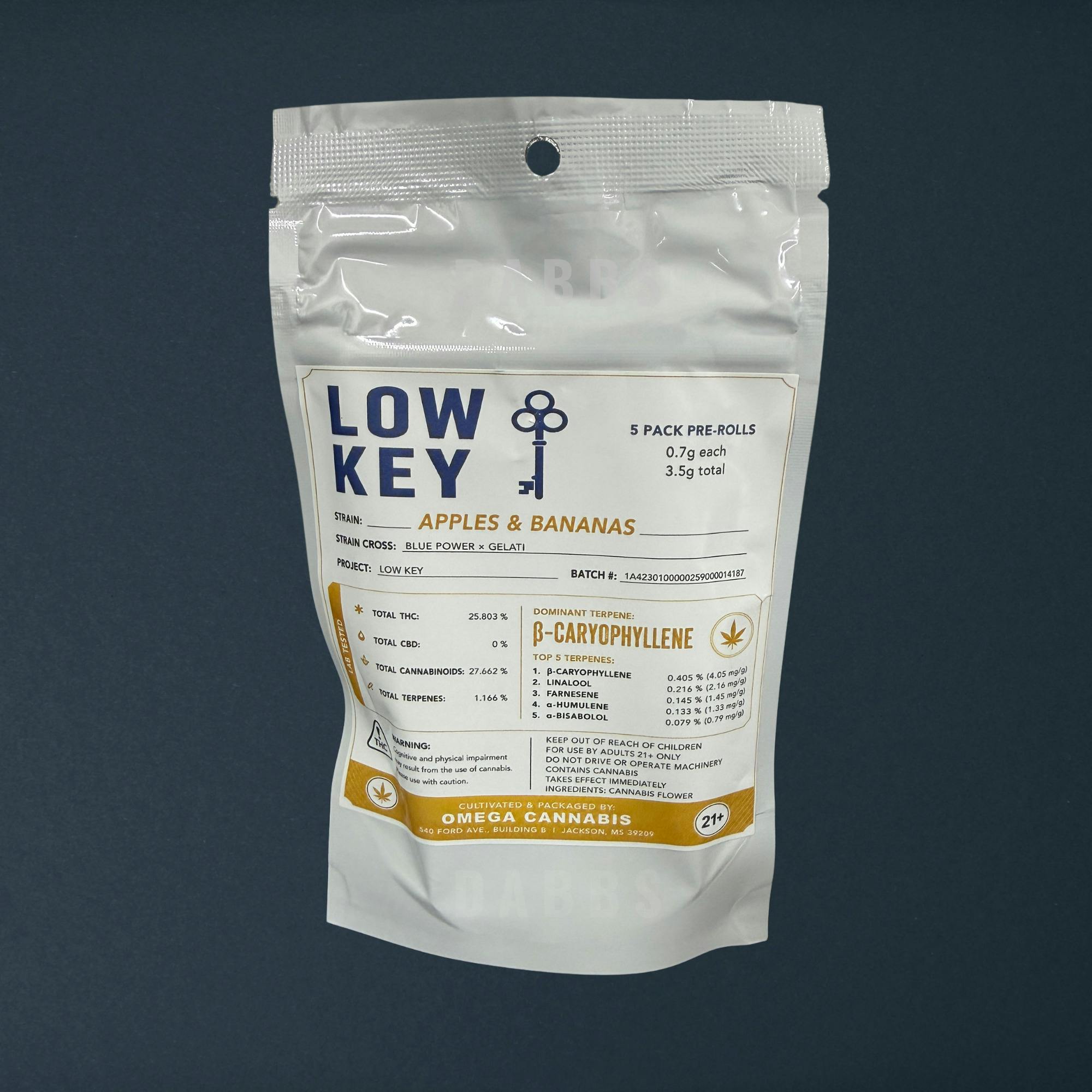 Low Key | 3.5g | Apples & Bananas | 5pk at DABBS Cannabis Dispensary