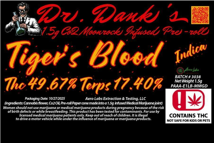 Dr. Dank 1.5g Infused Preroll Tiger's Blood