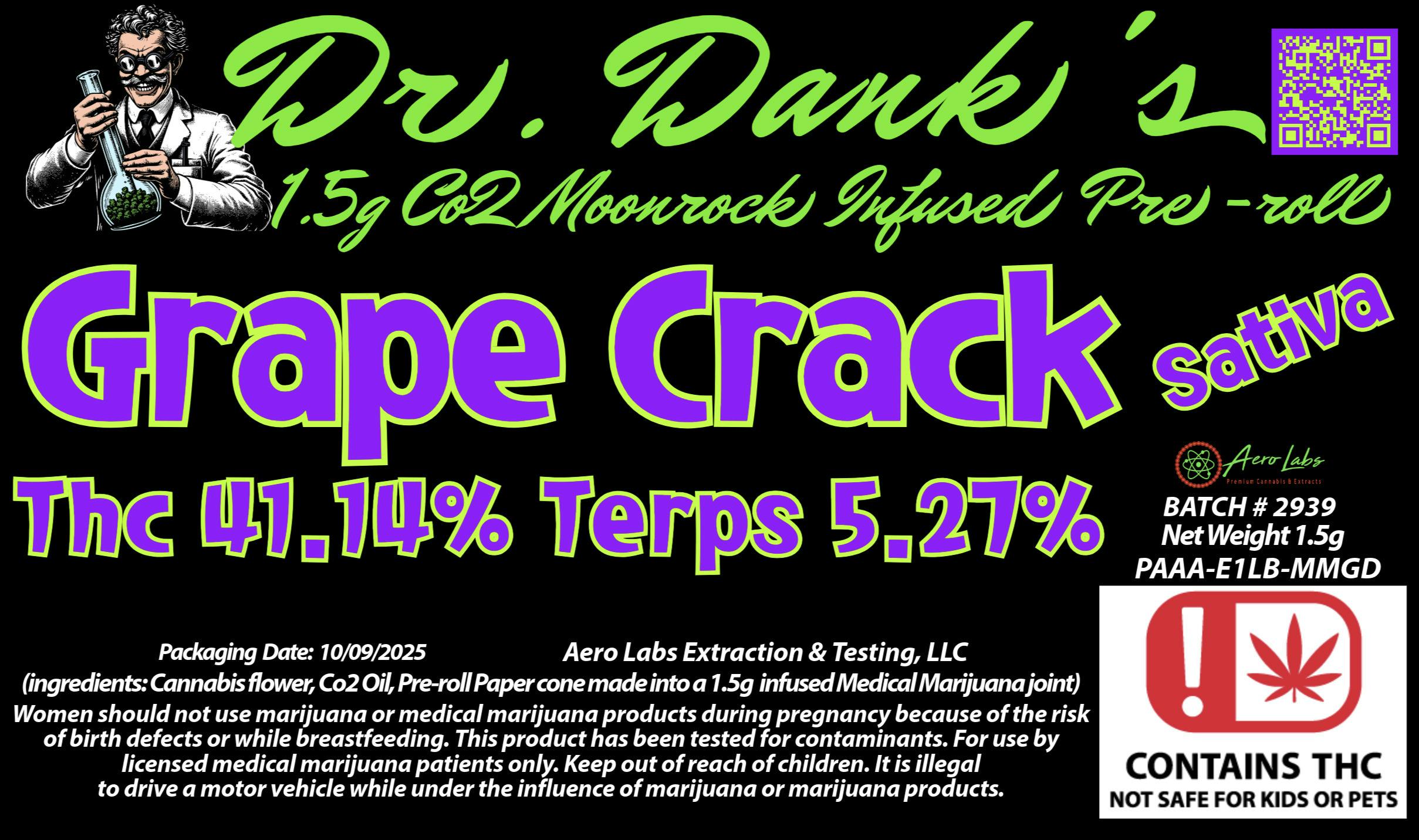 Dr.Dank 1.5g Infused Preroll Grape Crack