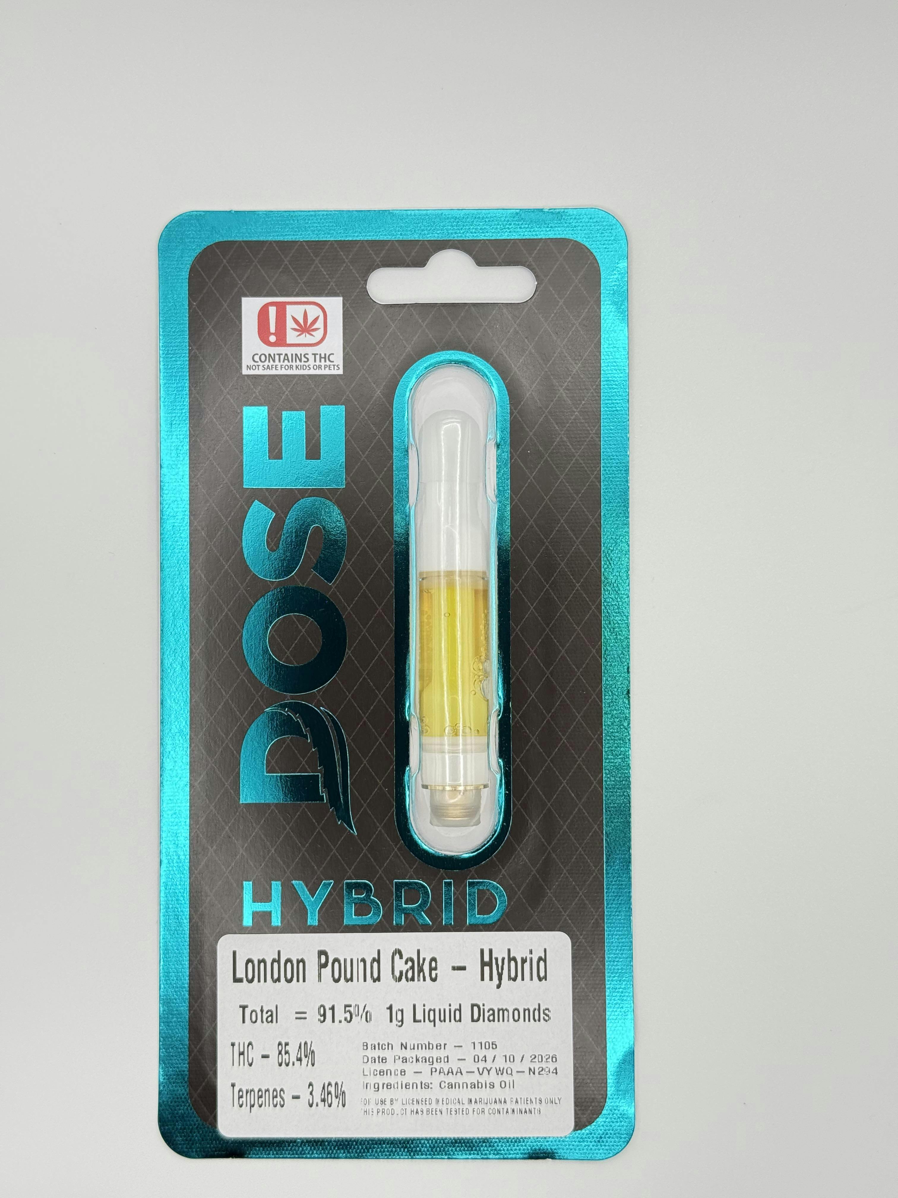 Dose 1g Liquid Diamond Cart London Pound Cake
