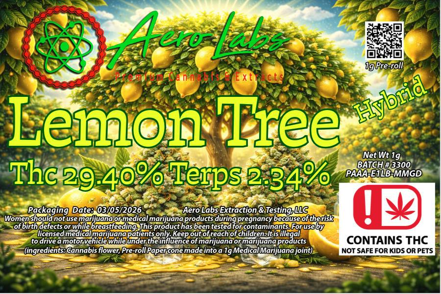 Aero Labs 1g Preroll Lemon Tree