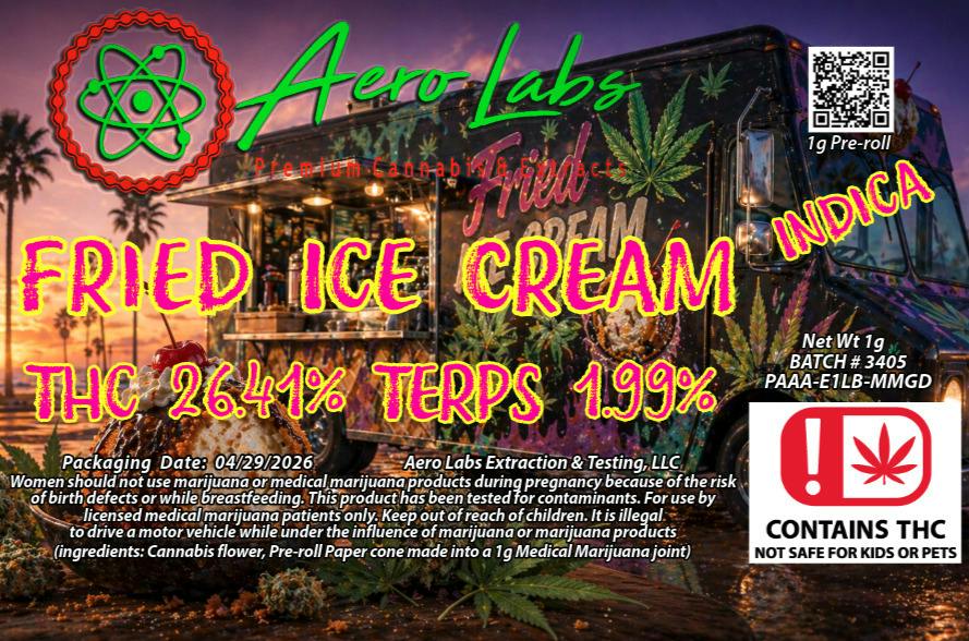 Aero Labs 1g Preroll Fried Ice Cream