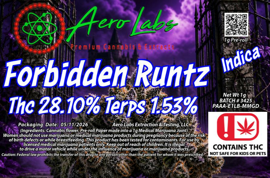 Aero Labs 1g Preroll Forbidden Runtz