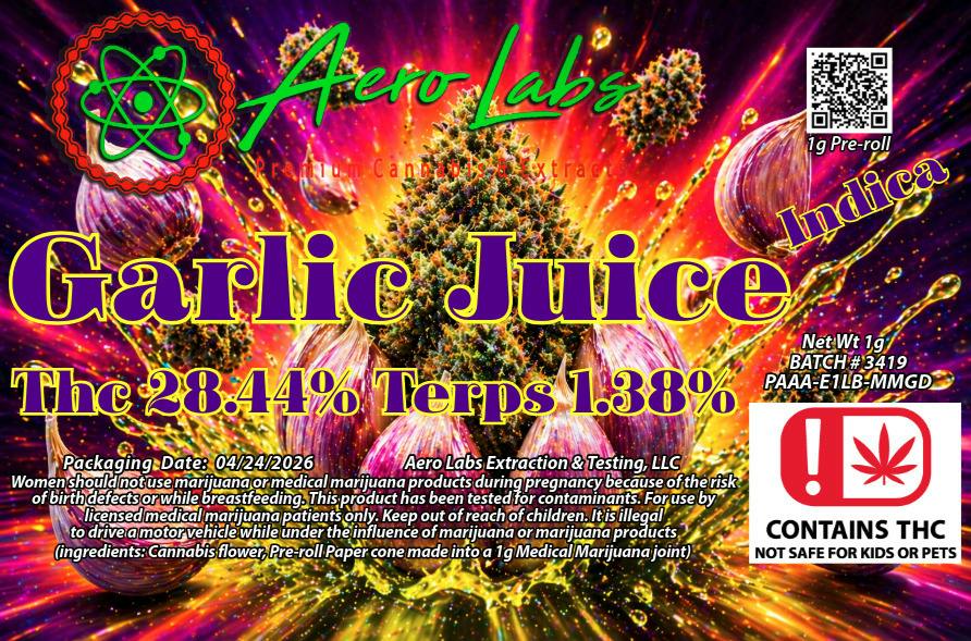 Aero Labs 1g Preroll Garlic Juice