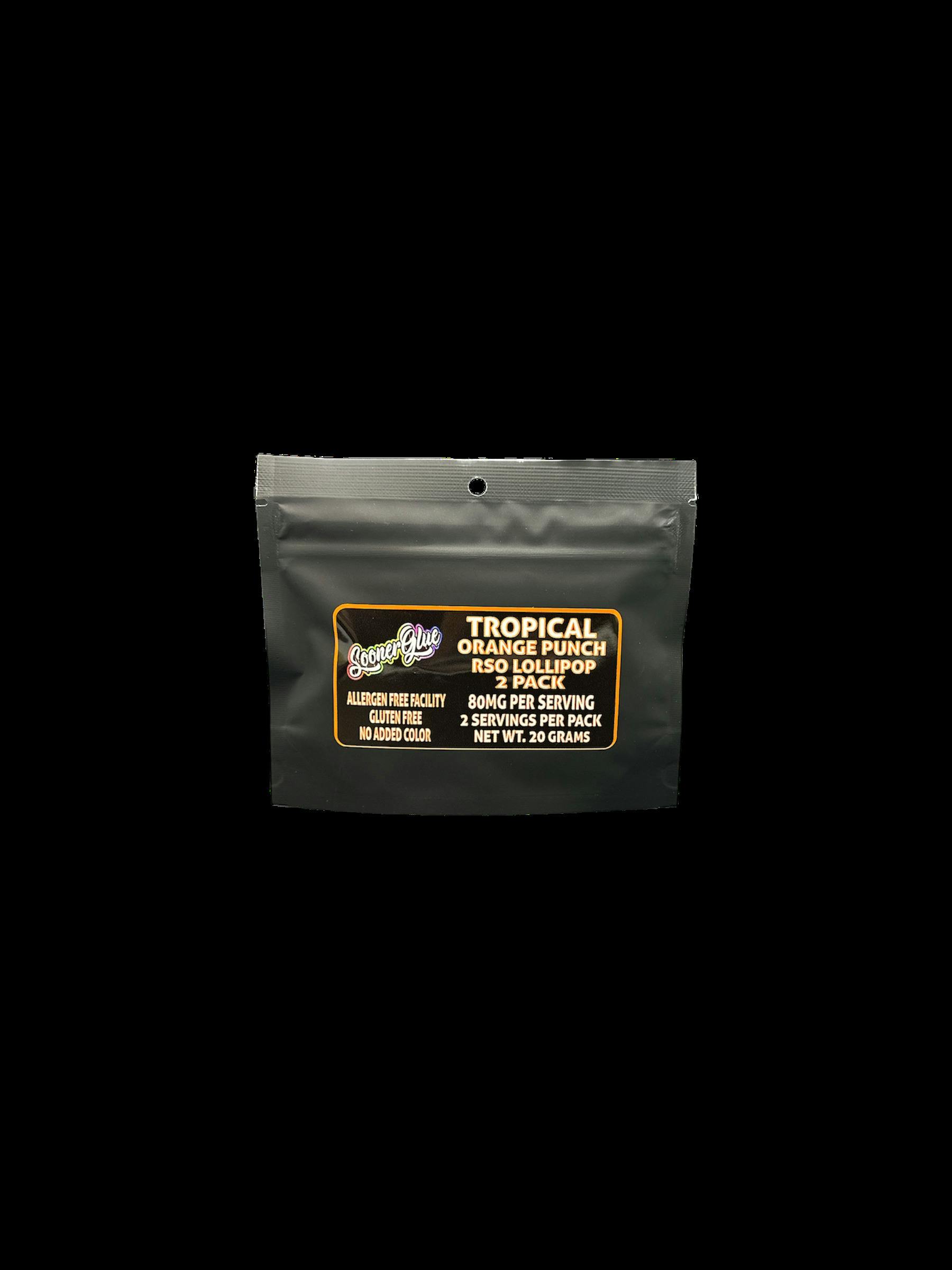 Sooner Glue 2pk 160mg RSO Lollipop Tropical Orange Punch
