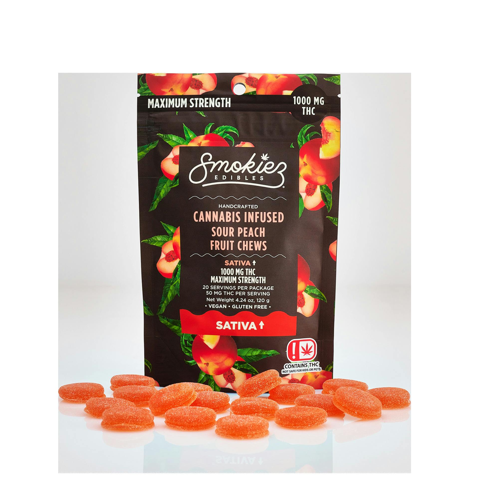 Smokiez 1000mg Gummies Sativa Sour Peach