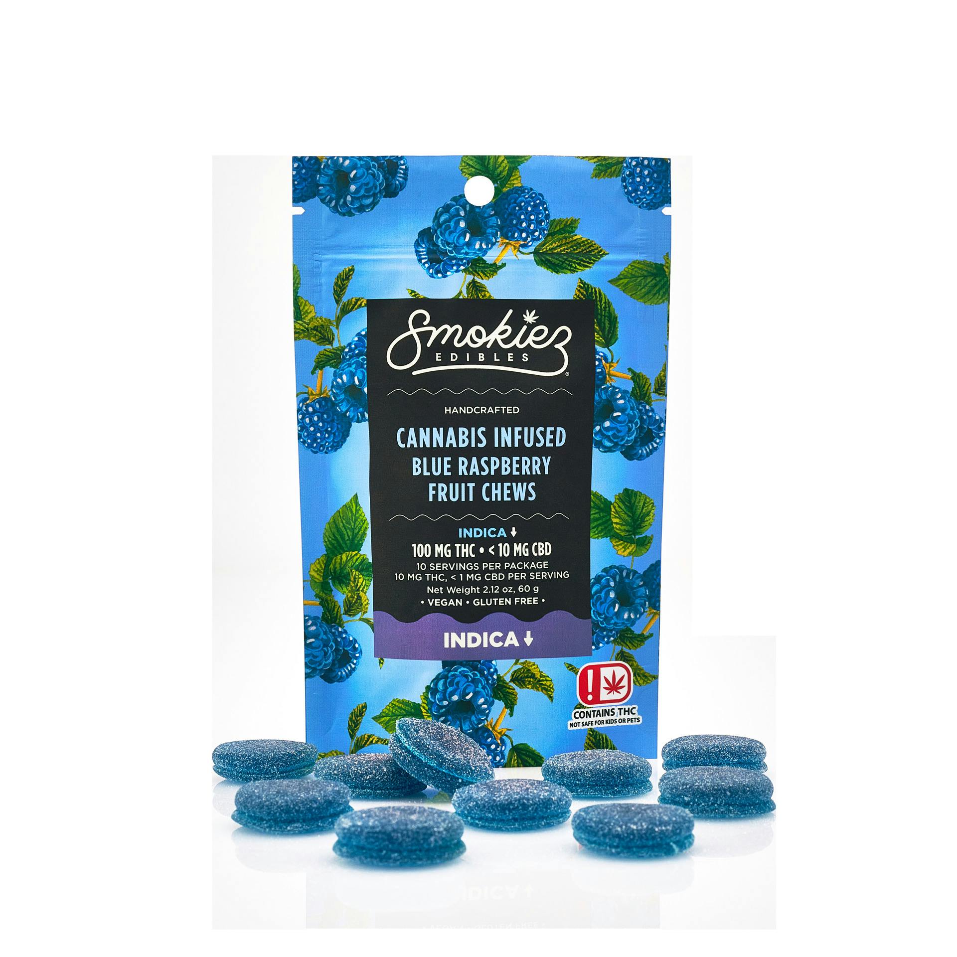 Smokiez 100mg Gummies Indica Sweet Blue Raspberry