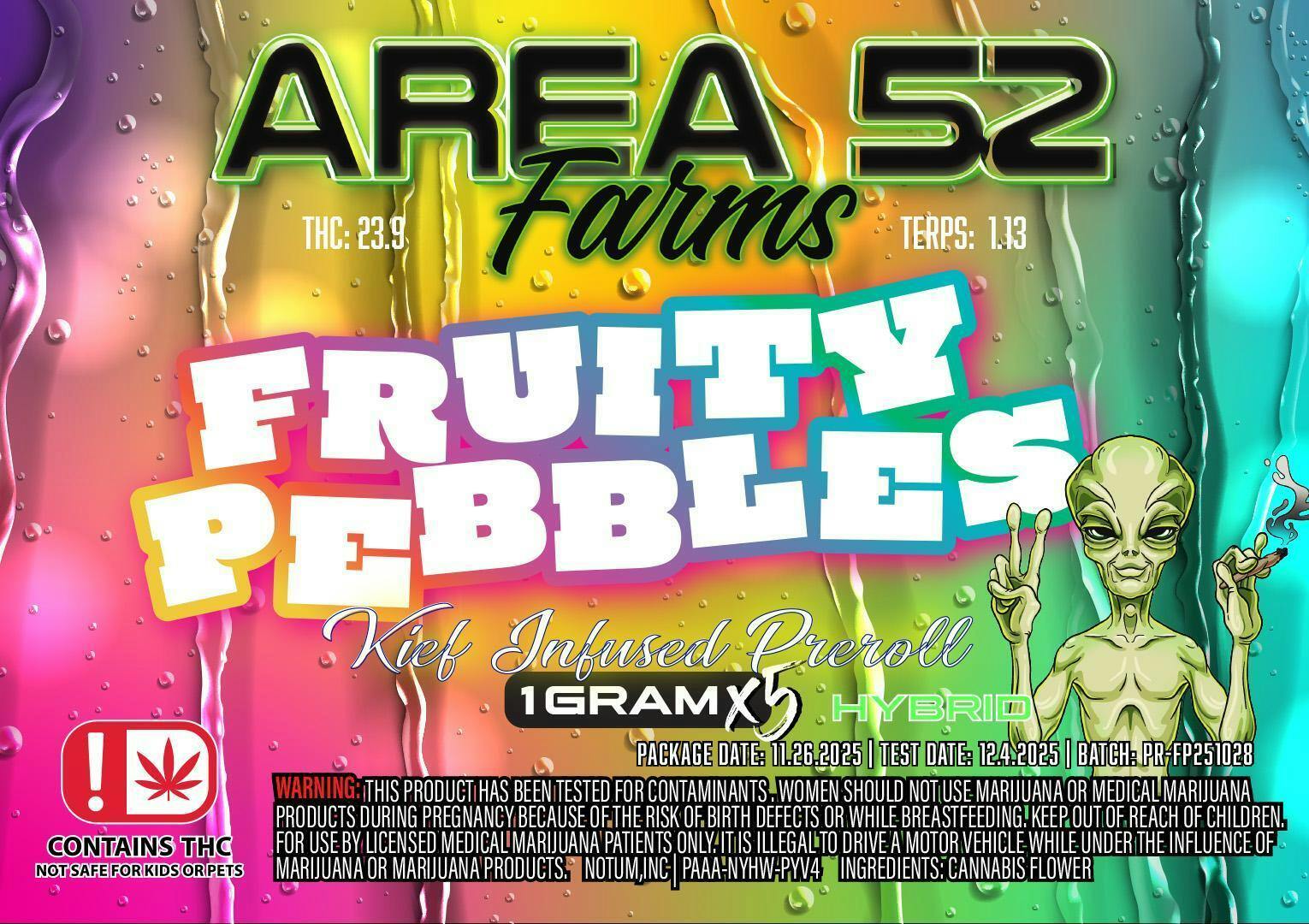 Area 52 5pk Prerolls Fruity Pebbles