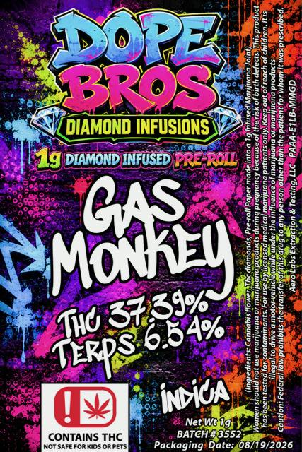 Dope Bro's Diamond Infused 1g Preroll Gas Monkey
