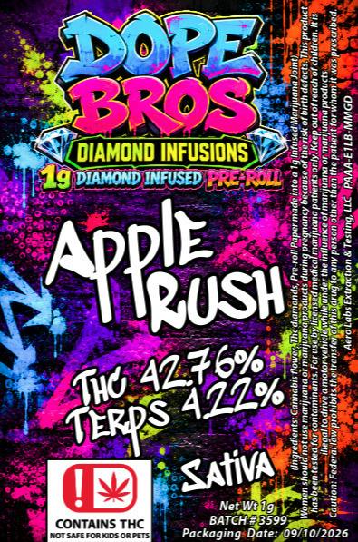 Dope Bro's 1g Diamond Infused Preroll Apple Rush
