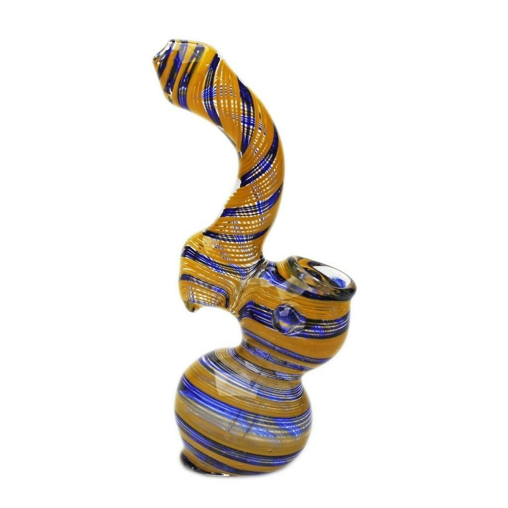 Genuine Pipe Co. - Glass Bubbler - 6" Stand Up Bubbler - Swirl Yellow
