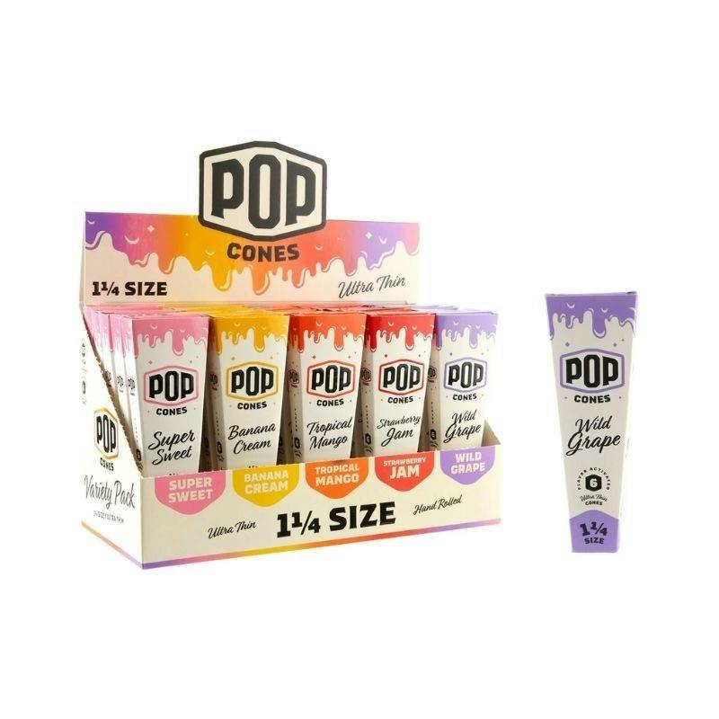 Pop Cones - Ultra Thin Pre Rolled 1.25" - Assorted Flavor - 6pc