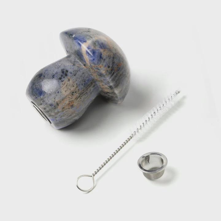 Astral Project Gemstone Shroom Pipe - Blue Sodalite
