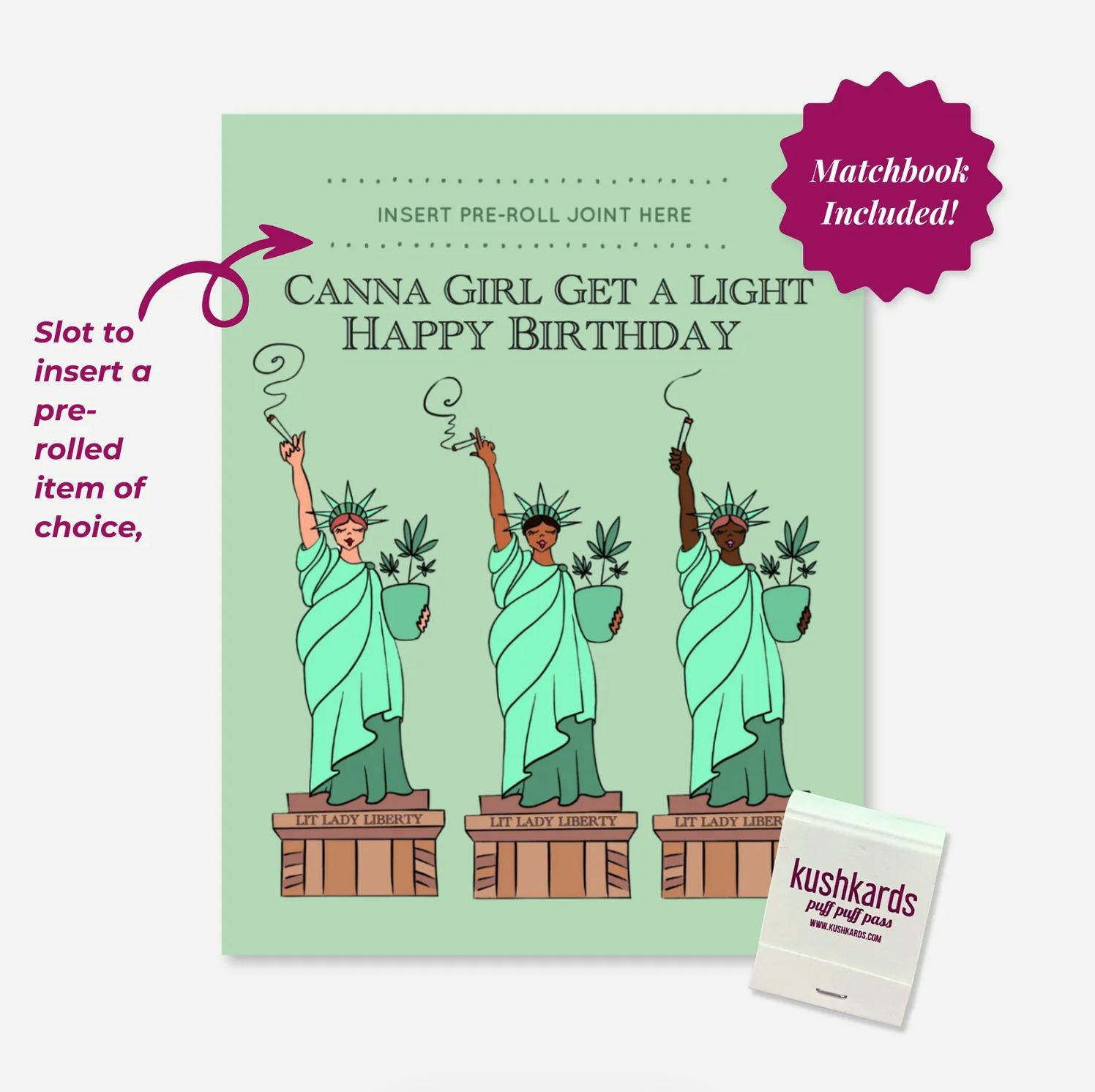 KushKards | Lit Lady Liberty Pre-Roll Card | Greeting Cards at Valley Greens