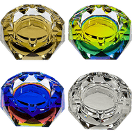 4 " Faceted Octagon Iridized Glass Ashtray