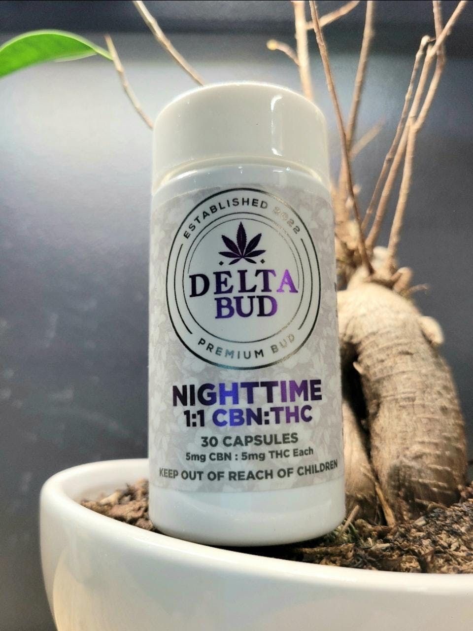 Delta Bud - Nighttime 1:1 CBN:THC Capsules at The Highest Care Dispensary