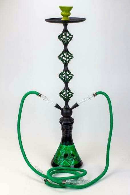 Hookah - 2 Hose 31" Twisted Wrought Metal - Green