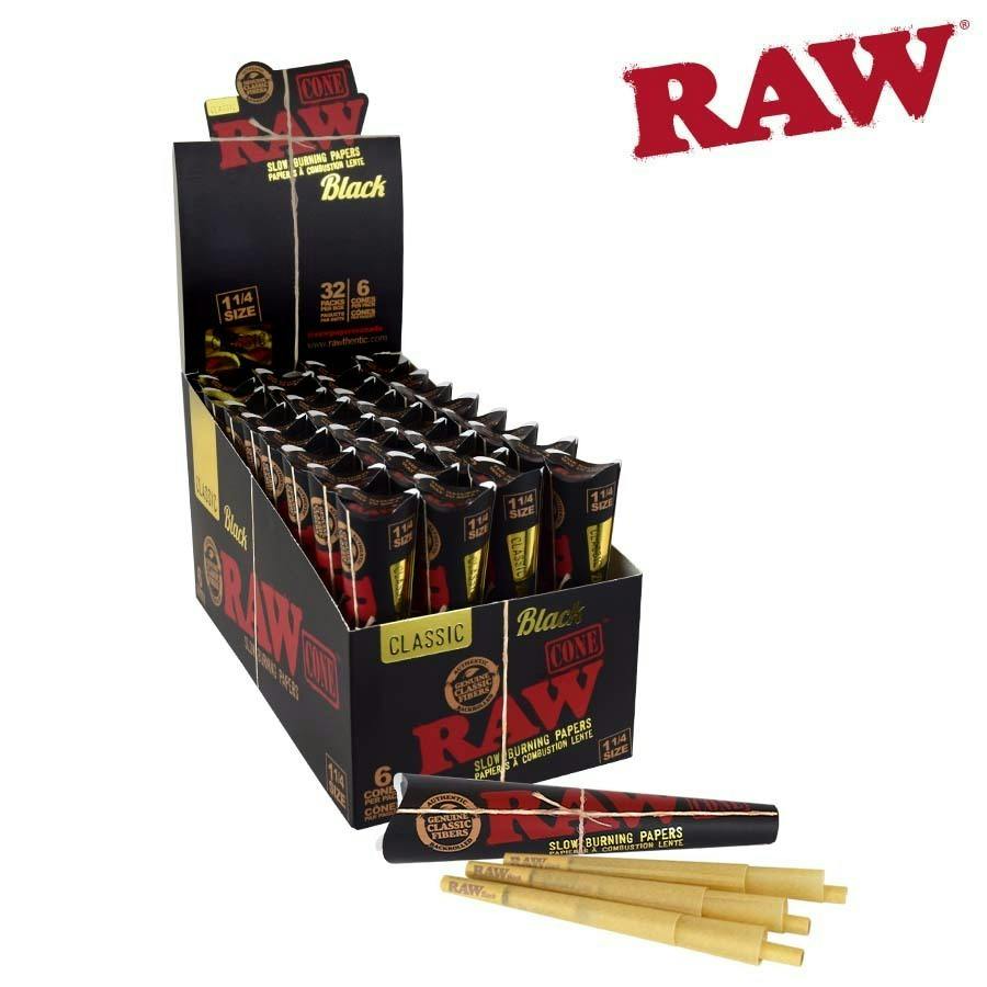 Raw - Black Cones 1.25 - 6 pack