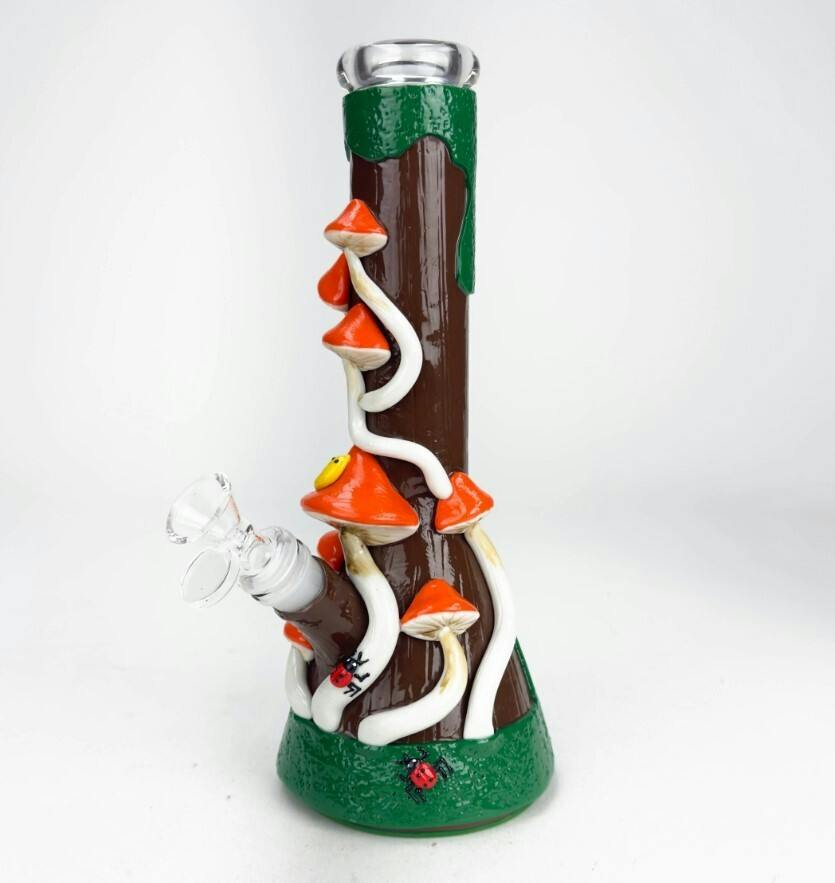 10" 3D Mushroom Beaker Bong - Brown