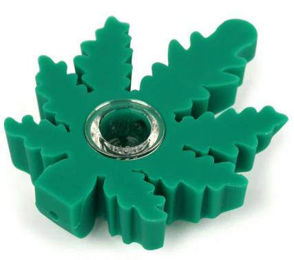 LIT Silicone 4" Leaf Pipe with Glass Bowl