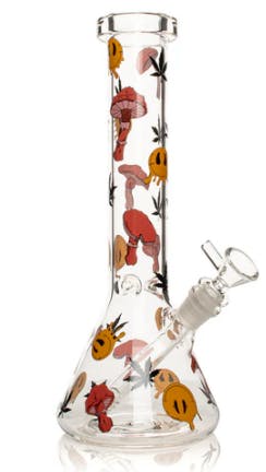 Red Eye Glass 12" Shrooms Beaker Base Bong
