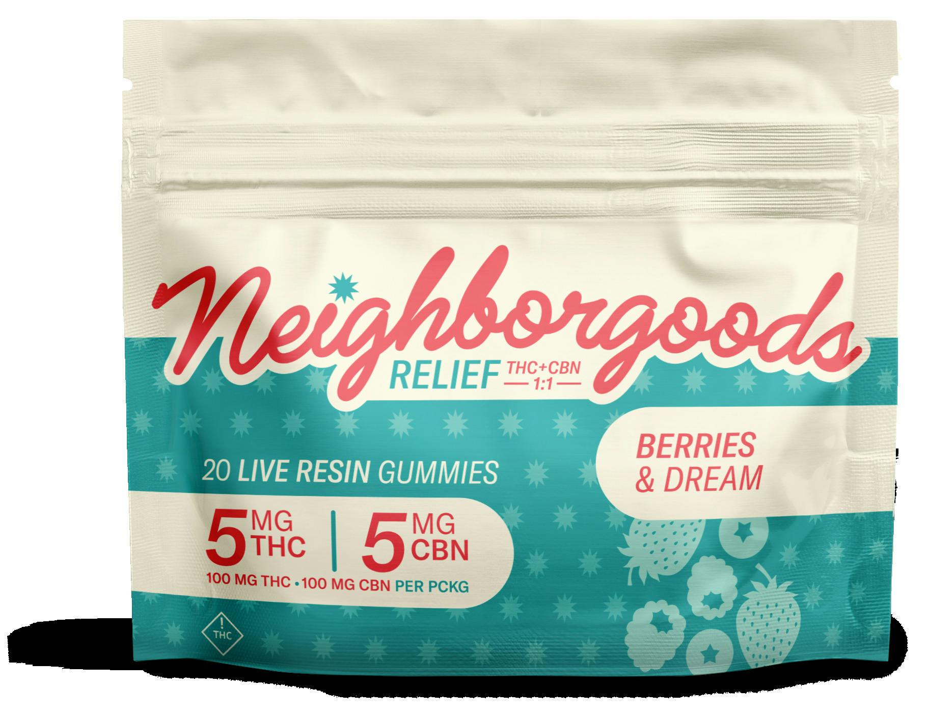Berries and Dream | Live Resin Gummies 100mg 1:1 THC:CBN 20pk