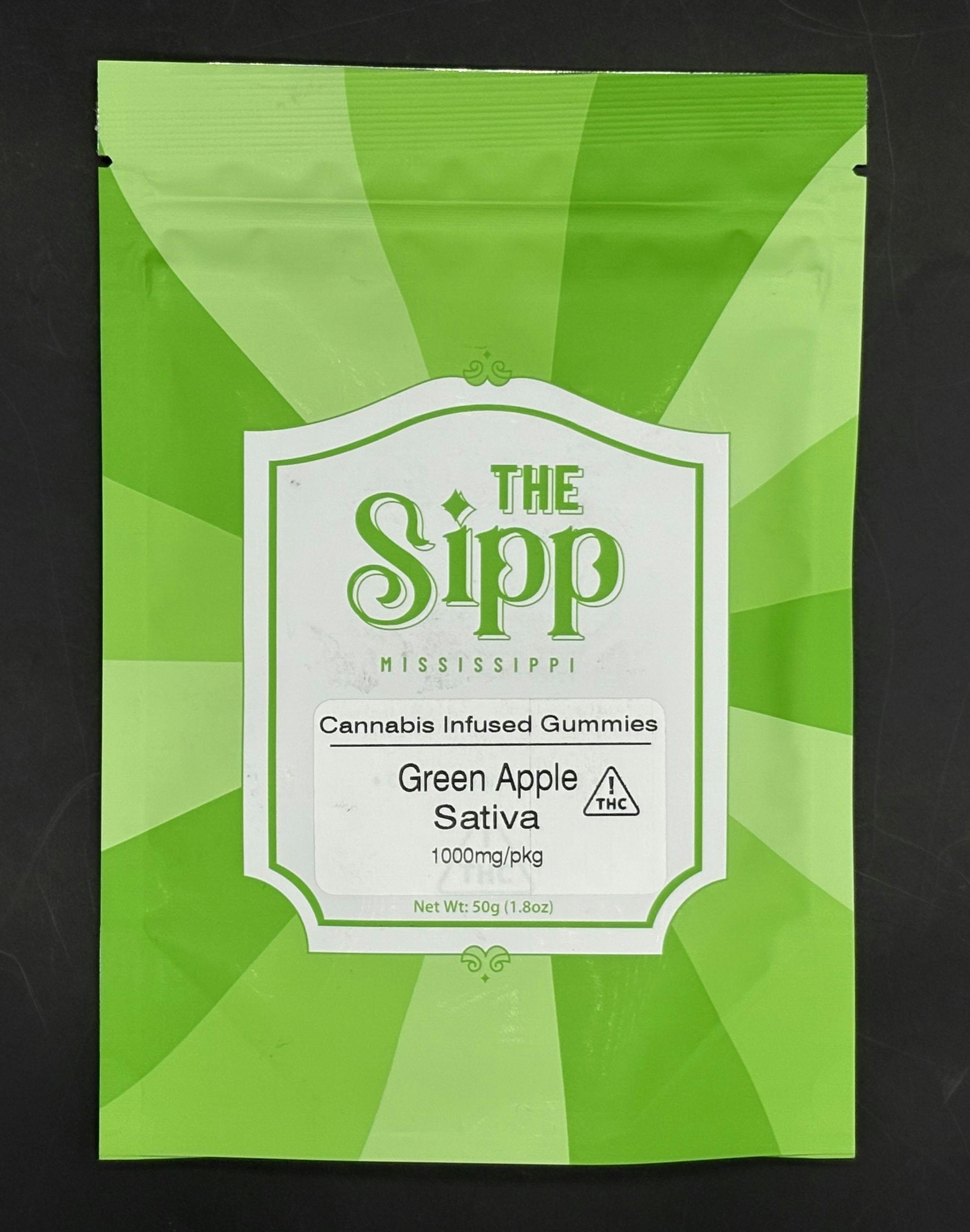 The Sipp- Green Apple Sativa Gummies- 1000mg 10pk