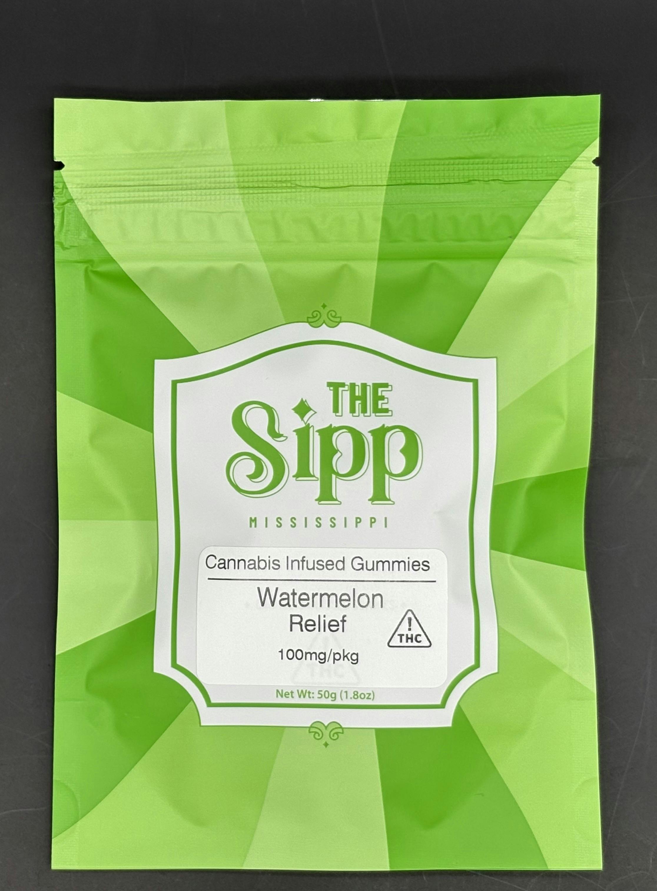 The Sipp Watermelon Relief Gummies 1:1 CBG 100mg