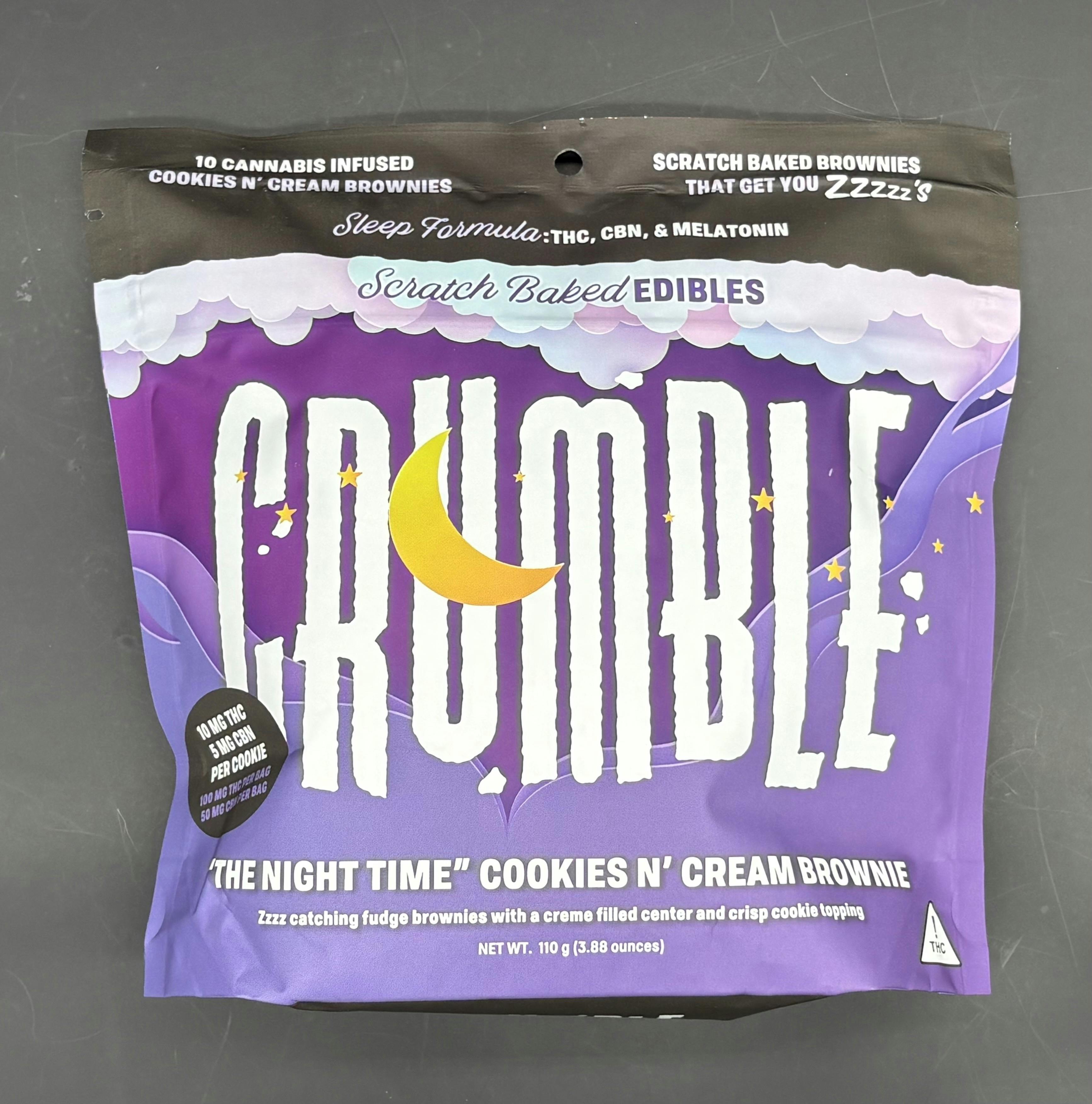 Crumble Night Time Cookies N Cream Brownie 100mg 10 Pack