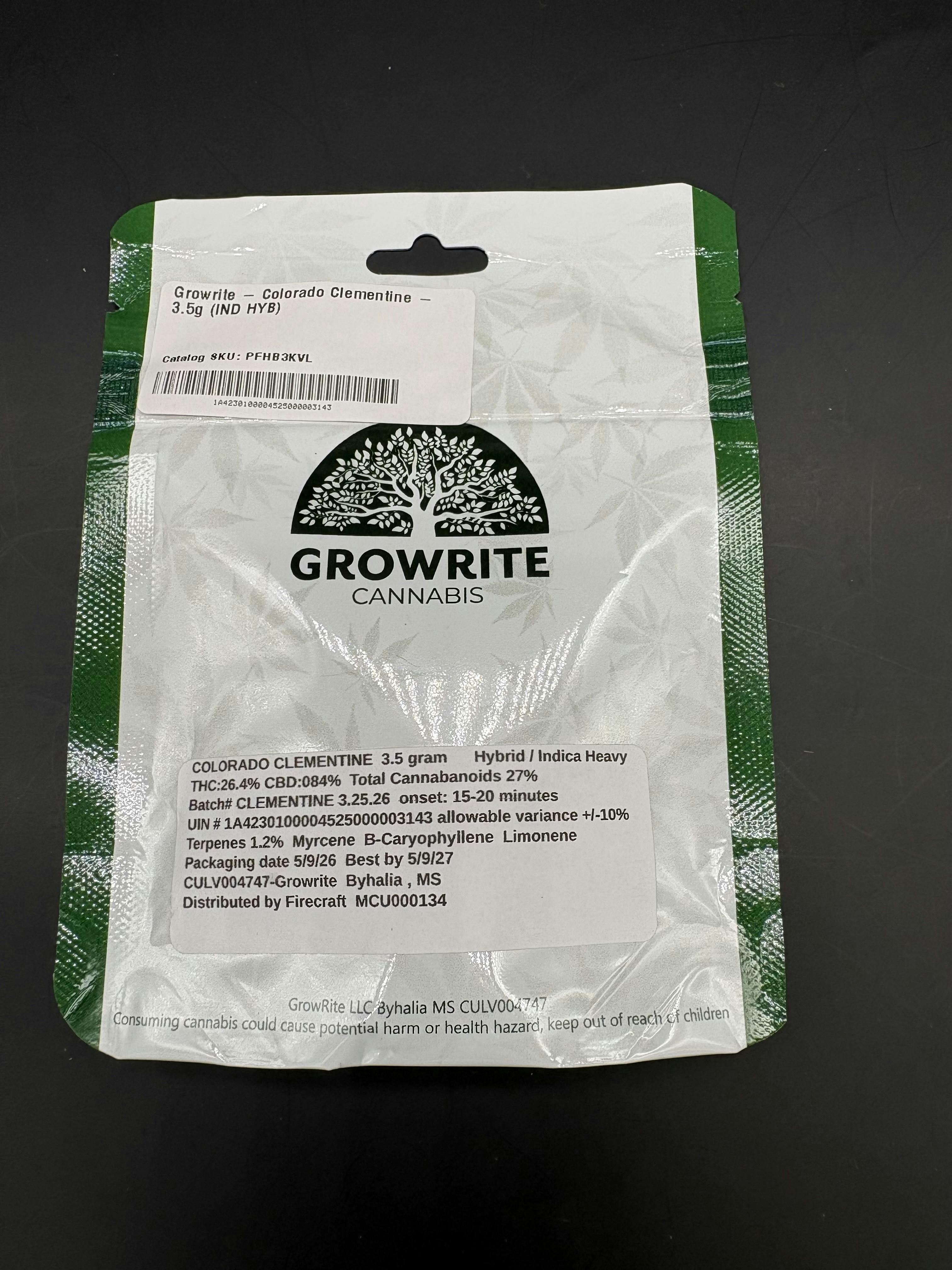 Growrite - Colorado Clementine - 3.5g (IND HYB)