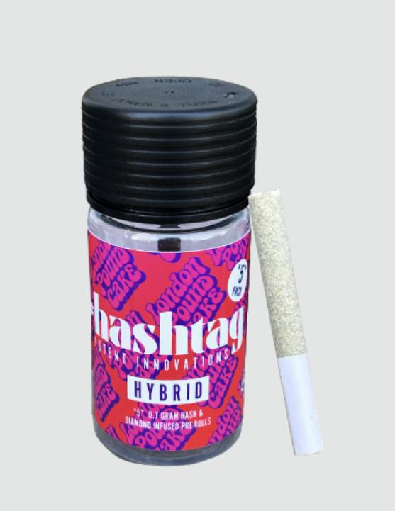 #hashtag - Hash & Diamond Infused Preroll | 5-Pack | 3.5g | H | London Pound Cake