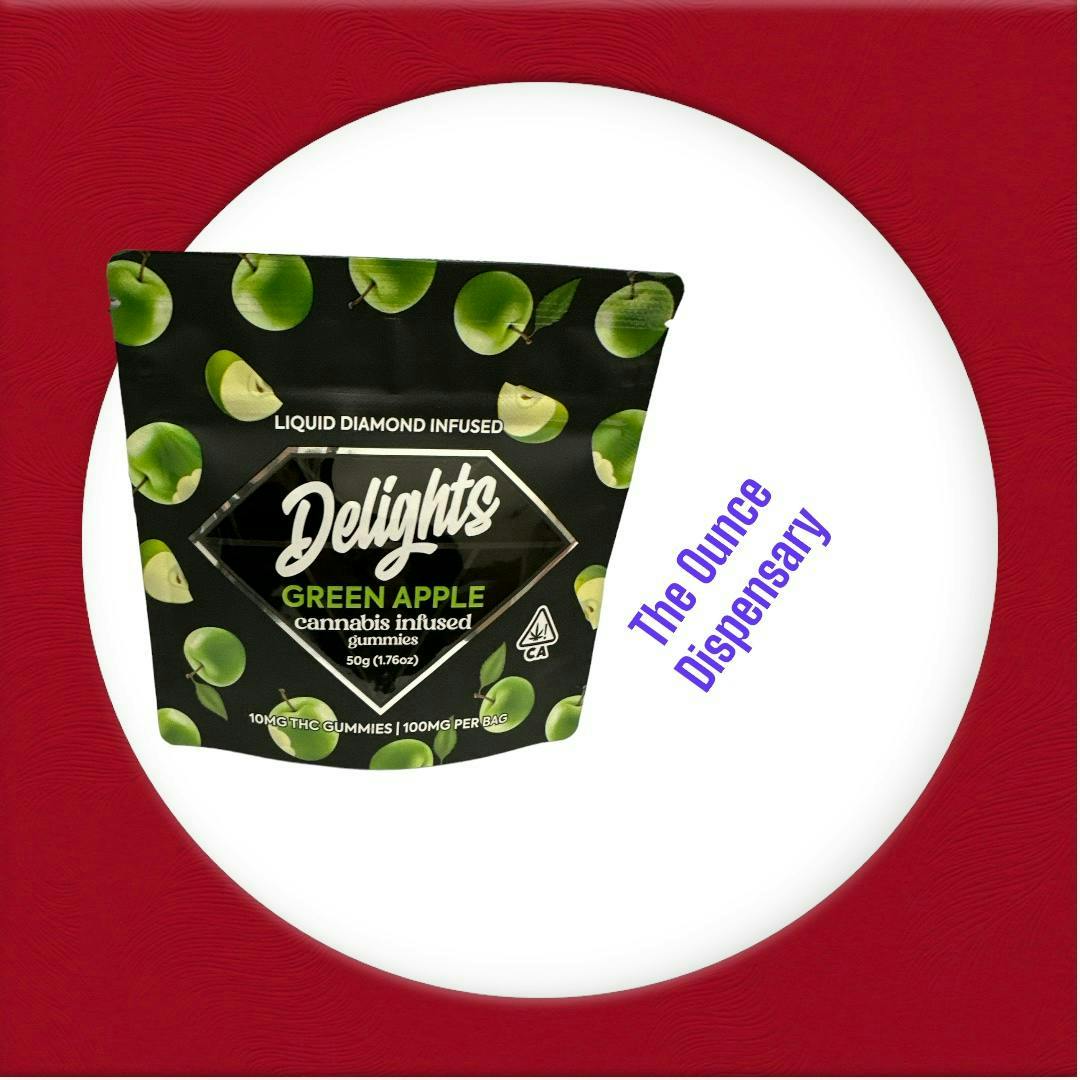 Delights - Green Apple - 100mg Liquid Diamond Infused Gummies -