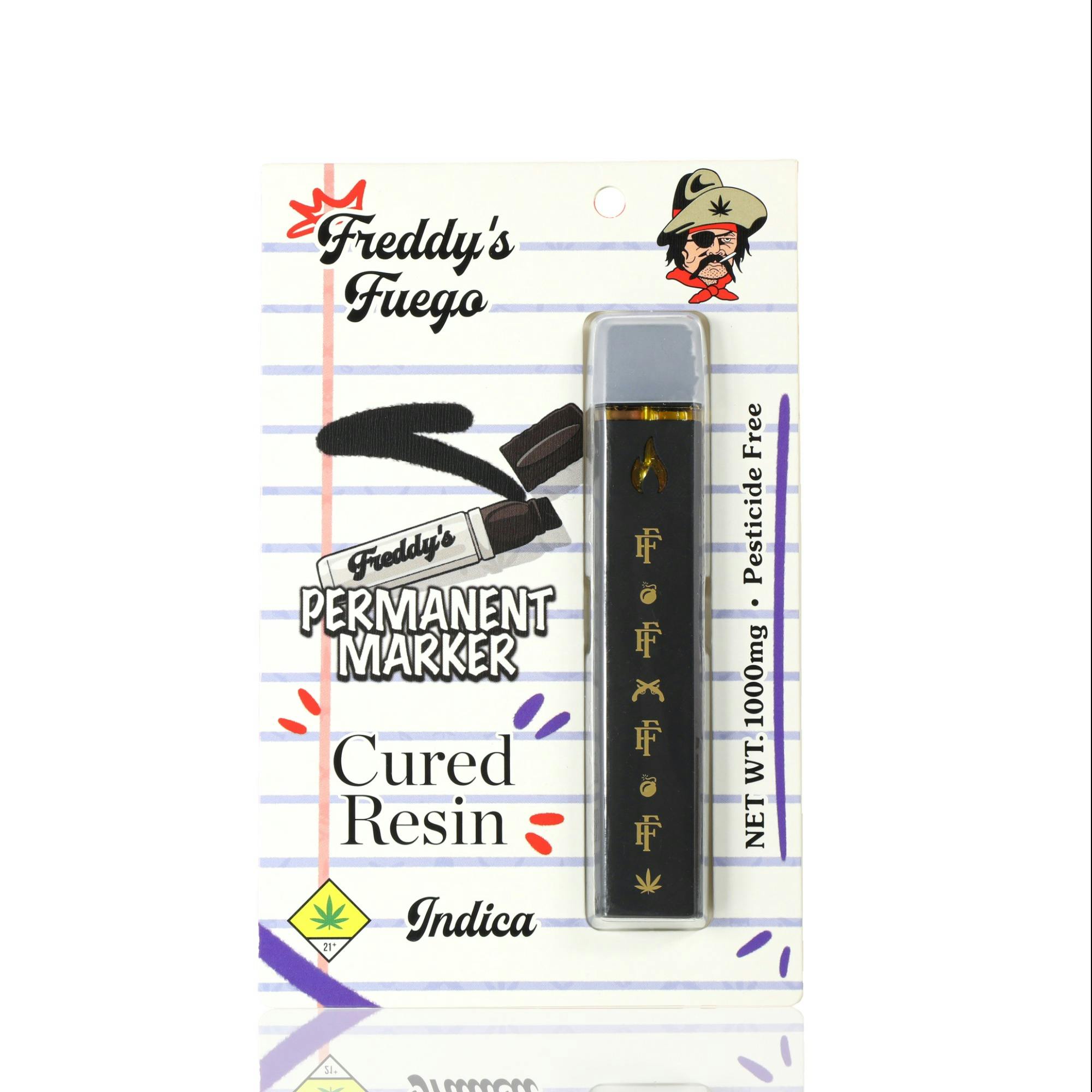 Permanent Marker Cured Resin All-In-One Rechargeable Disposable Pen 1g - Freddy's Fuego
