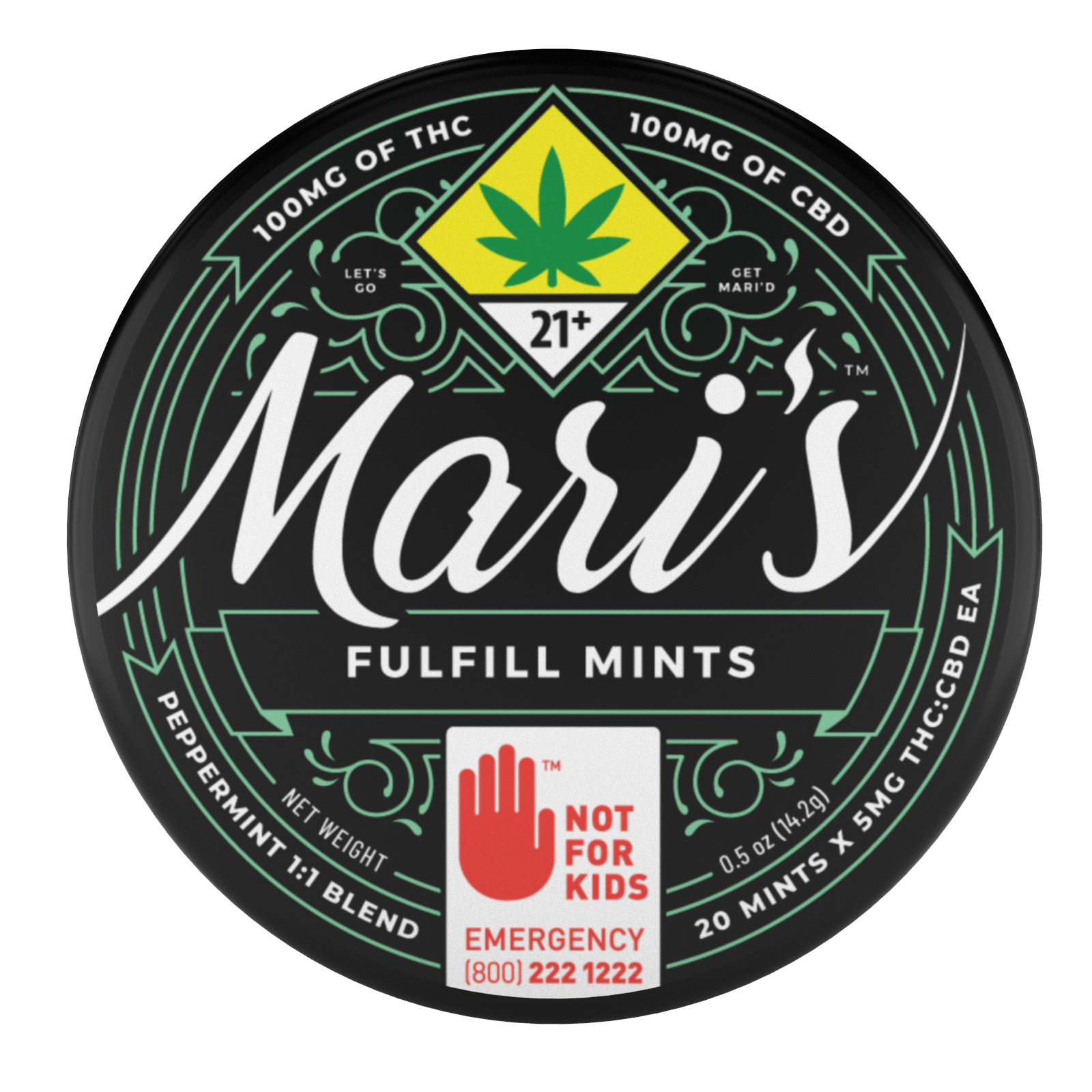 CBD 1:1 Fulfill Mints (Peppermint) 20pk 200mg - Mari's Mints