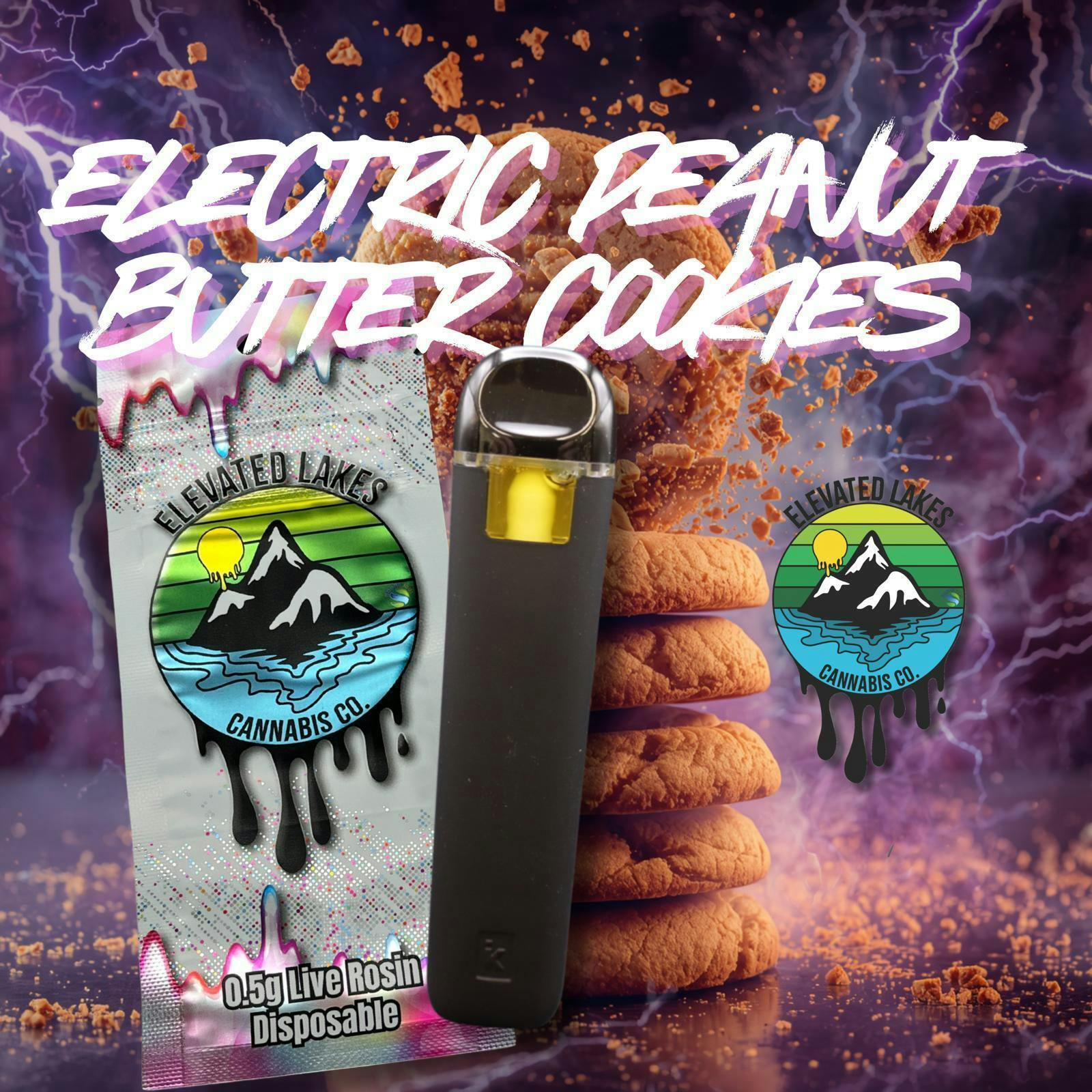 Elevated Lakes | 0.5g Live Rosin Disposable | Electric Peanut Butter Cookie