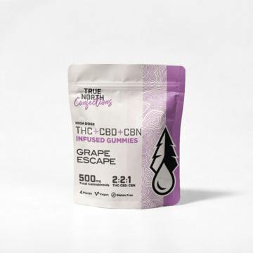 True North | 200mg 2:1:1 THC/CBG/CBC Gummies | Grape Escape
