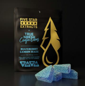 Five Star Extracts x True North | 200mg Cured Badder Gummies | Blueberry Lemon Haze