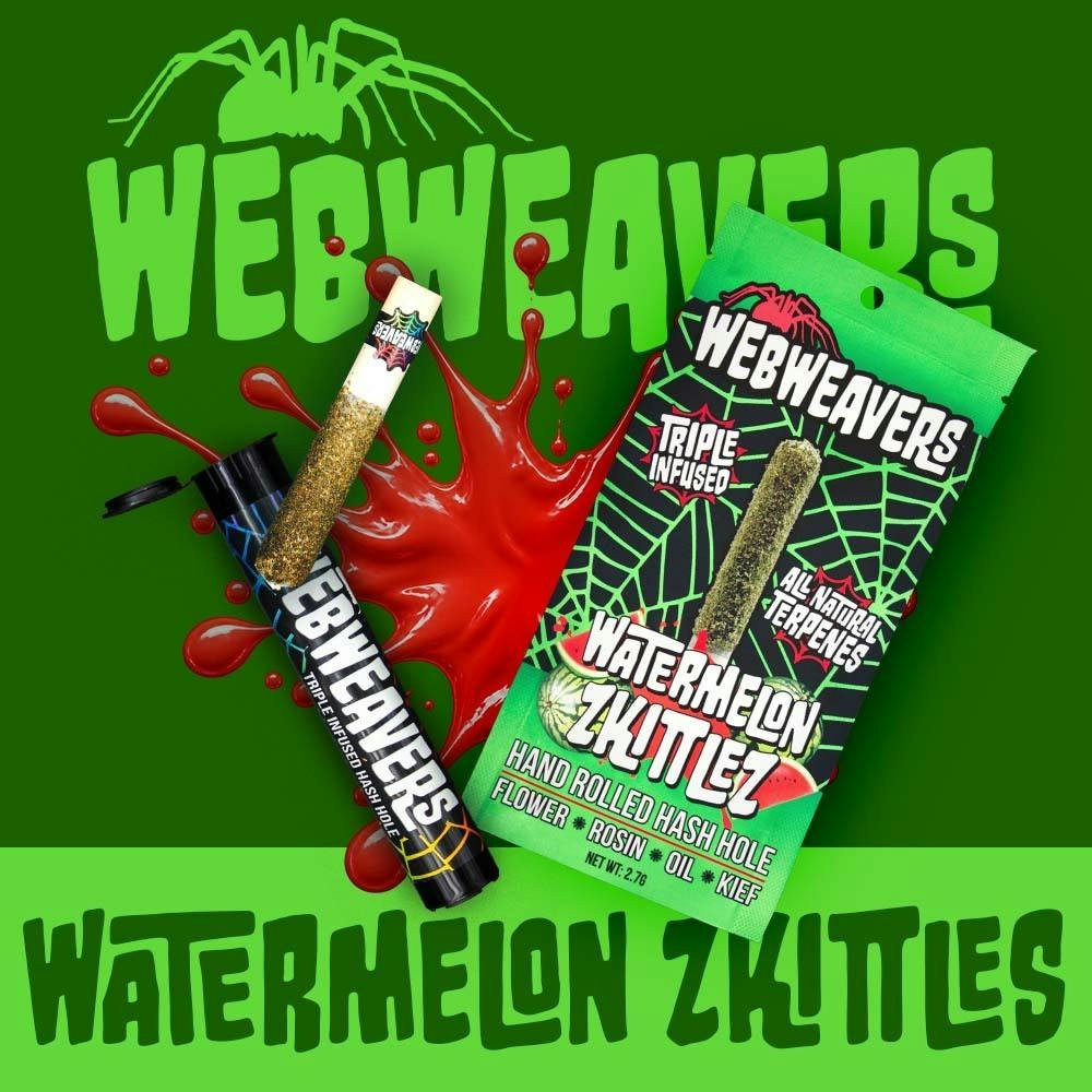 Webweavers | 2.7g Triple Infused Hash Hole | Watermelon Zkittlez