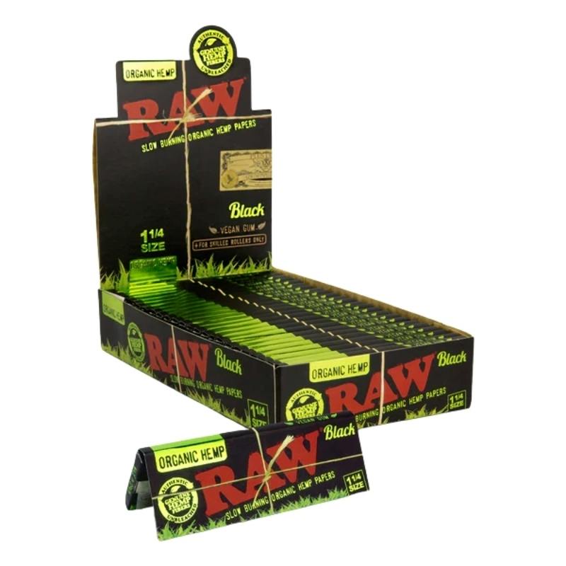 Raw | Black Organic Hemp Rolling Papers 1 1/4 24ct