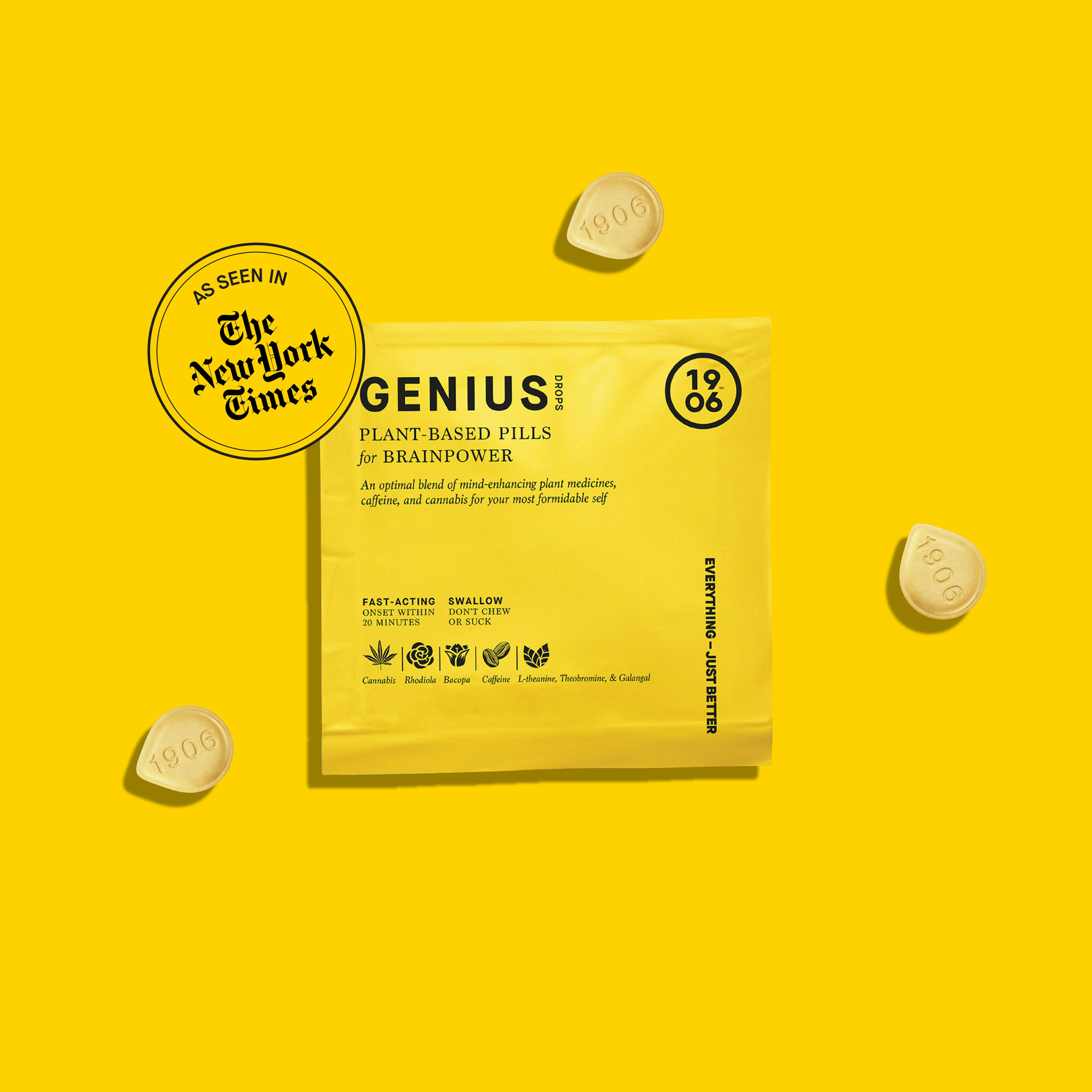 1906 - Genius Pouch - 4pk Plant Based Pill - 1:1 THC:CBD